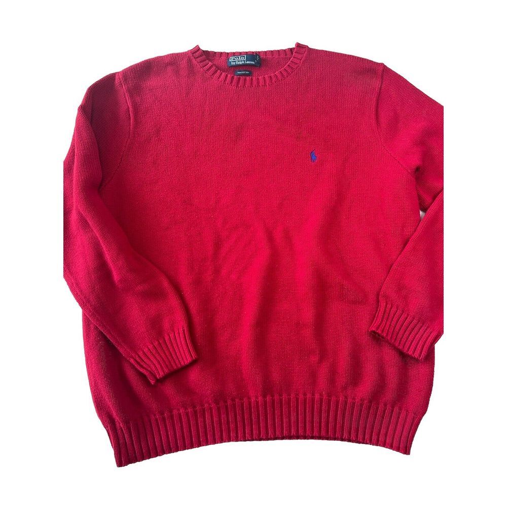 Polo Ralph Lauren Sweater Mens 2XL Tall 2LT Cotton Knit Classic Pullover Vtg Red